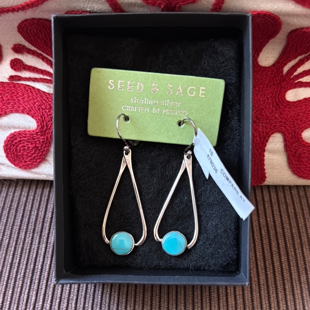 Seed & Sage Silver Earrings with Turquoise